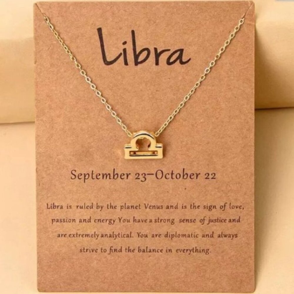 🎉 New Libra Zodiac Gold Plated Necklace